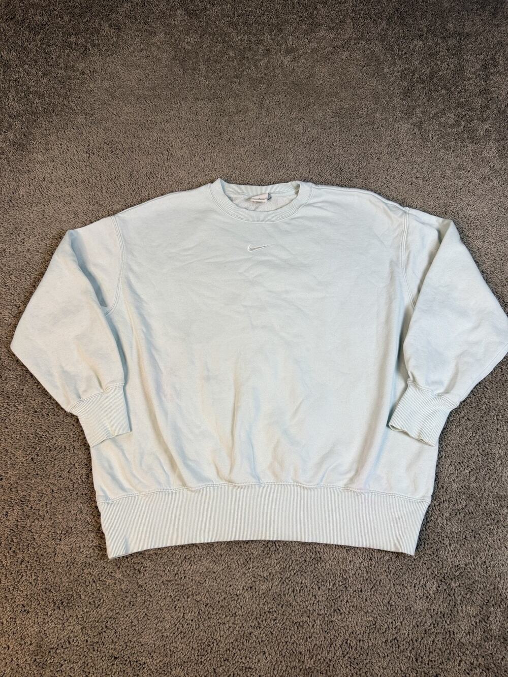 Nike Sweatshirt Womens M Light Blue Phoenix Fleece Lined Heavyweight Logo